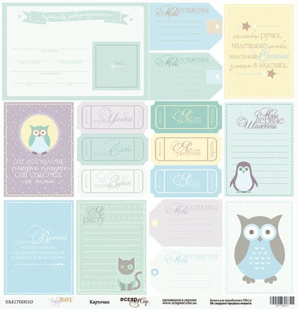 list-odnostoronnej-bumagi-30x30-sm-190-gramm-scrapmir-kartochki-kollekcziya-baby-boy-29-rublej