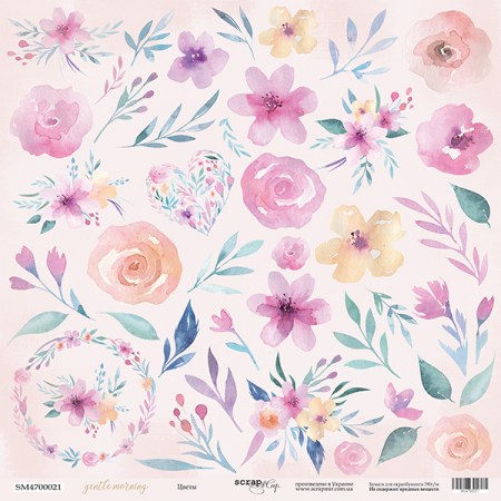 list-odnostoronnej-bumagi-dlya-vyrezaniya-30x30-ot-scrapmir-czvety-iz-kollekczii-gentle-morning